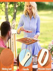 1pc Sliding Pizza Peel Pizza Smart Slider With Handle  Pizza Spatula Paddle For Indoor & Outdoor Accessory For Pizza Ovens - Wood Color - View 8