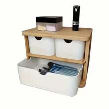 桌上化妝品收納盒,口紅/面膜/眉刷/眼影收納盒,竹纖維材質,裝飾性桌面物品,文具/筆收納盒,家庭/學校/辦公室用品,家居裝飾 - 杏色 - 查看 7