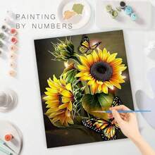 1 套成人數位繪畫,11.81x15.74 英寸,diy 成人數字油畫布面丙烯顏料,蝴蝶和向日葵數字油畫,無框裝飾油畫 - 無框-30*40 - 查看 6