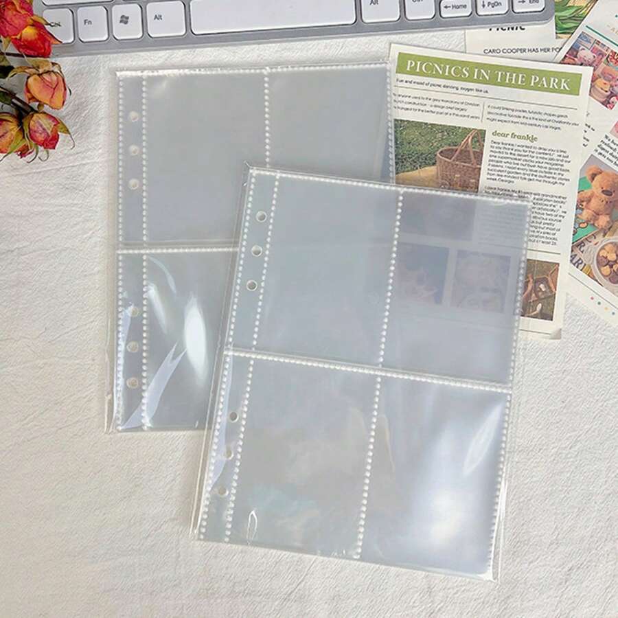 10pcs A5 Transparent Pp Refill Inner Page 3/5/7-Inch 6-Holes Album Insert Sticker Collector With Insert Pages Back To School - Clear - View 1