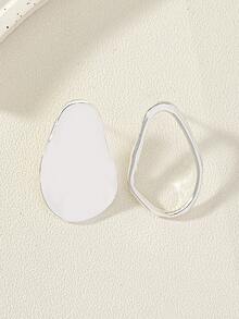 耳釘耳環 - 銀色 - 查看 3