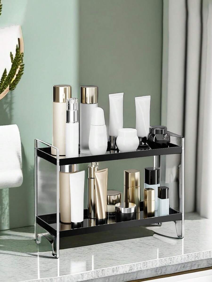 1pc Acrylic Storage Shelf For Bathroom Vanity, Makeup, Perfume & Skin Care, Kitchen Condiments Rack - Clear - View 1