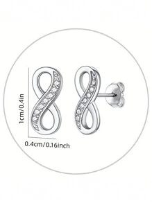 ESBERRY 1對無限女士耳釘S925純銀白色精美珠寶約會禮物 - 銀色 - 查看 7
