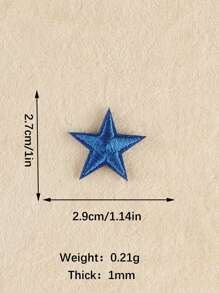 1 Set 10pcs Embroidery Badge Clothing, Hat Accessory Diy Iron-On Patch - Five-Pointed Star Design - Blue - View 5