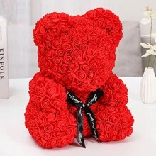 1pc Creative Simulation Rose Teddy Bear Decoration For Valentine's Day, Birthday, Mother's Day Gift Birthday