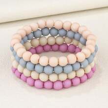 1 件壓克力串珠手鍊套裝,時尚、清新、甜美簡約的設計,適合女士日常佩戴 - 彩色 - 查看 1