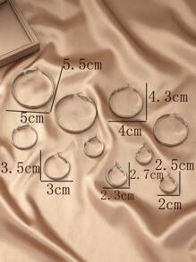 10pcs/Set Simple Half-Circle Smooth Hoop Earrings