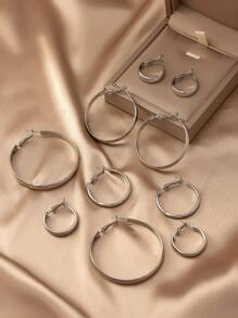 10pcs/Set Simple Half-Circle Smooth Hoop Earrings