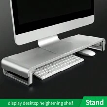 Soporte de sobremesa ergonómico llano para monitor de escritorio, soporte para monitor de laptop compatible con Samsung, AOC, - Plateado - Ver 2