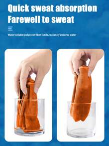 1pc 80*30cm Sports Quick Dry Cooling Towel, Fitness Chill Gym Towel - Coral Orange - View 4