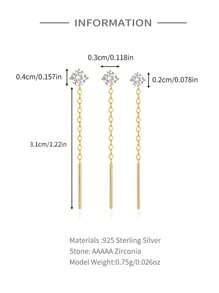 1對女士耳環流蘇珍珠925純銀浪漫吊墜耳環18k鍍金,適合作為節日禮物和派對的精美珠寶 - 金色 - 查看 7