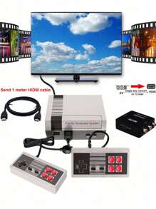 Cổ điển Mini Retro Trò chơi điện tử Bảng điều khiển Với Cable Đã cài đặt 620 Trò chơi Với 2 , AV Bộ chuyển đổi Phích cắm Và Chơi Độ nét cao Đầu ra Trò chơi điện tử Bảng điều khiển Thích hợp Đối với Nhà  TV - Xám - Xem 2