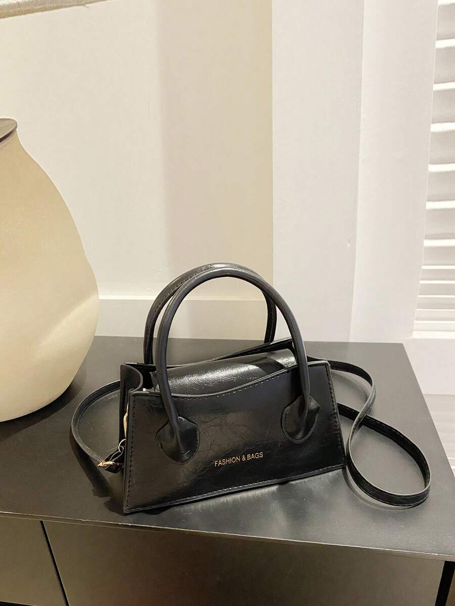 1pc Girls' Vintage Pu Leather Flap Handbag Crossbody Bag, Suitable For Daily Use - Black - View 1