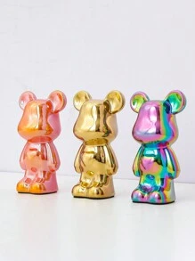 1只銀色陶瓷豪華熊餅雕像,高端客廳軟裝飾品,電視櫃、酒櫃,可愛卡通熊玩具 - 一隻銀色小熊 - 查看 4