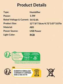 1 Máy tạo độ ẩm bằng nhựa, Thiết bị tạo độ ẩm cho máy tính để bàn có đèn RGB hiện đại cho gia đình - Nhiều màu - Xem 11