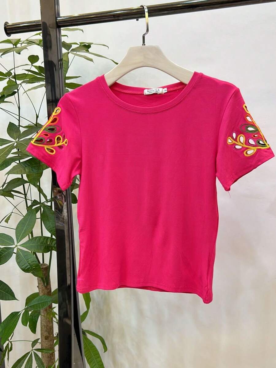 Women T-Shirts - 玫紅色 - 查看 1