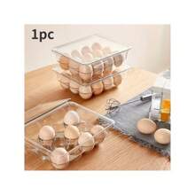 1 件壓克力雞蛋收納盒 12 件冰箱網格新鮮蛋托盤可堆疊雞蛋家用收納容器 - 無色 - 查看 1
