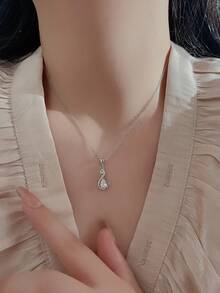 1 件纯银吊坠镶嵌锆石，时尚、优雅、优质珠宝，最佳女友礼物（不含链子） - 銀色 - 查看 1