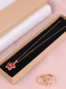 1pc Simple Rectangular Kraft Paper Jewelry Box For Classic Necklaces, Bracelets Packaging - Yellow - View 1