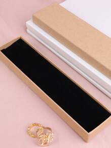 1pc Simple Rectangular Kraft Paper Jewelry Box For Classic Necklaces, Bracelets Packaging - Yellow - View 5