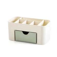 1pc T-Shape Desktop Drawer Storage Box, Plastic Multi-Functional Makeup Organizer Jewelry Container For Office Desk - White Green - View 6