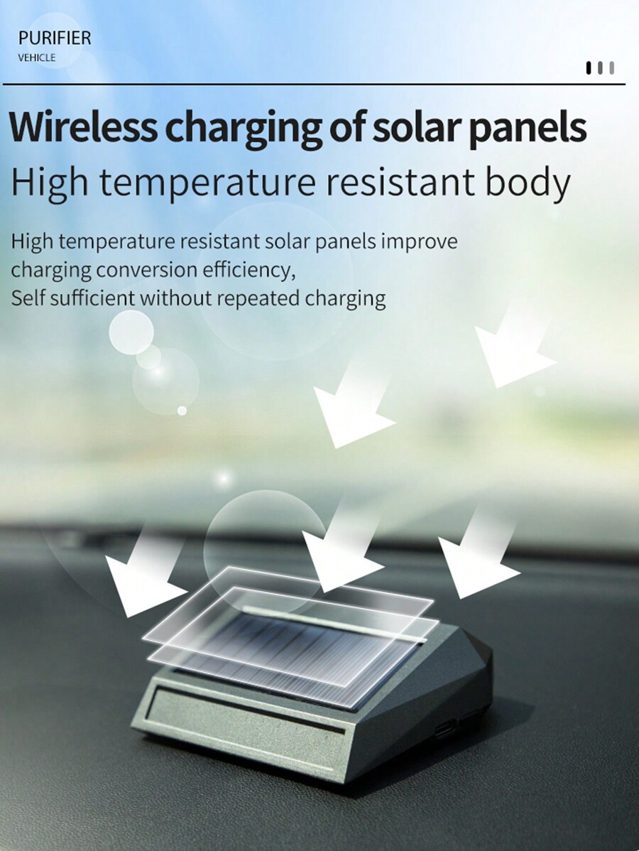 SolarPowered Car Air Purifier,Luminous Number Plate,Vibration