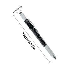3pcs 6-In-1 Silver Multifunctional Pens, Men'S Gift Multifunctional Tool Pen With Screwdriver, Ruler, Spirit Level, Ballpoint Pen And Fountain Pen Refills, Christmas Gifts For Dad, Grandpa, Unique Men'S Gift - Black - View 2