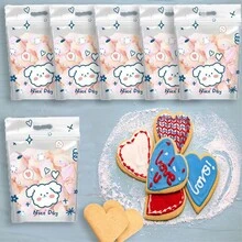 Candy Packing Bag, 10pcs/Set Cartoon Snack Ziplock Bag, Valentine's Day Cookies Packaging Bag, Self-Sealing Bag, Candy Puff Baking Stand-Up Pouch, Cute Cartoon Snack Delicate Self-Sealing Bag - Multicolor - View 1