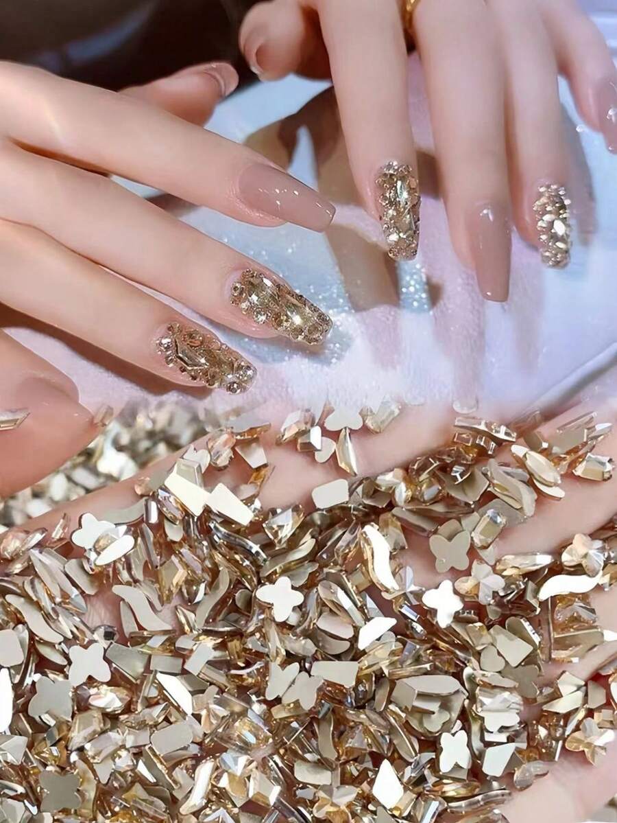 1 túi 180 chiếc Champagne Mini Đáy phẳng Hình Kim Cương Champagne Móng tay nghệ thuật Trang trí Kim cương giả Phong cách Năm mới Kết hợp ngẫu nhiên DIY Nail Charms Nail Gems Đồ dùng làm móng - Rượu sâm banh - Xem 1