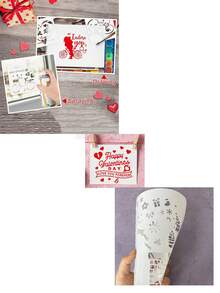4pcs Random Valentine'S Day Hollow Painting Template For Diy Doodling, Letter & Heart Shape Stencil - Multicolor - View 5