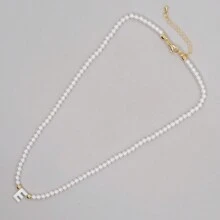 1PC Faux Pearls Stack Jewelry Handcrafted Elegant Fashion A-Z Shell Letters Boho 2024 New Beaded Necklaces For Women - Multicolor - View 28