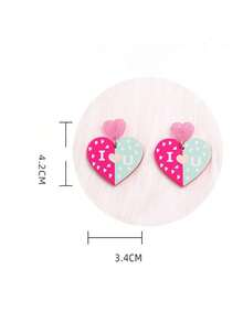 1對心形時尚對比極簡耳環,適合日常、約會、派對和節日禮物 - 薄荷綠 - 查看 3