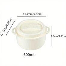 1 件復古食品容器,附隔間的午餐盒,適合成人工作和學生 - 白色 - 查看 10