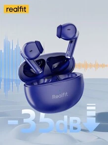 Realfit F2 Pro Anc主動降噪無線耳機enc通話hifi立體聲超級低音運動遊戲無線耳塞 - 黑色 - 查看 2