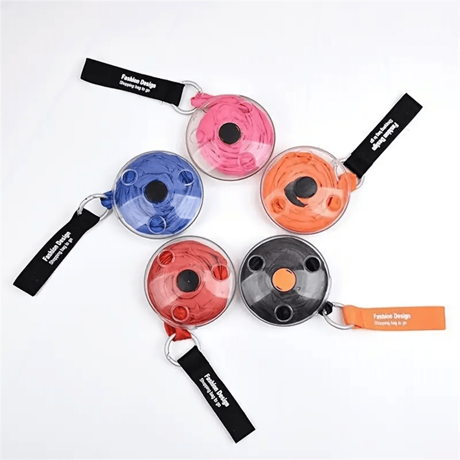 1pc Reusable Foldable Shopping Bag - Portable Travel Tote Bag With Retractable Round Disc Design, Suitable For Grocery Shopping And Travel Storage