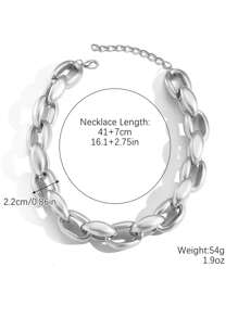 1 件歐美誇張粗鏈嘻哈風格 Ccb 暗金銀項鍊女式 - 銀色 - 查看 8