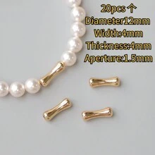 20 Unids/set De Cuentas Espaciadoras En Forma De Bambú Esmerilado De Dos Tonos De Oro Y Plata De 14k Para Hacer Joyas Diy, Adecuadas Para Vestir A Las Mujeres - oro de 14 quilates - Ver 5