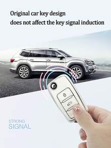 時尚金屬鑽石鑰匙扣+汽車銀色防掉落鑰匙殼+鑲嵌鑽石電話號碼牌,與大眾/朗逸/速腾/途安/斯柯达明锐野马/skoda Kodiaq/skoda Superb/skoda Rapid相容 - 白色 - 查看 4