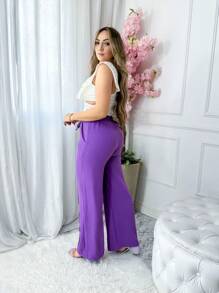 Women Pants - 紫色 - 查看 2