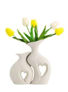 2入組創意陶瓷花瓶組合,白色極簡風格高端裝飾品,適用於家居、客廳、桌面等新裝修風格 - 白色 - 查看 6