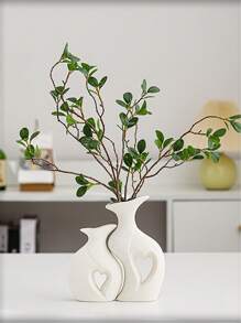 2入組創意陶瓷花瓶組合,白色極簡風格高端裝飾品,適用於家居、客廳、桌面等新裝修風格 - 白色 - 查看 3