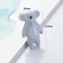 卡通動物造型陶瓷櫥櫃門把手,可愛的考拉手柄,單孔復古櫥櫃抽屜拉手 - 灰色 - 查看 3