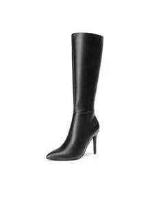 Women's Knee-High Boots, Pointed Toe Stiletto Boots For Women, Comfortable All-Day Wear For Dating And Party - ĐEN/PU - Xem 4