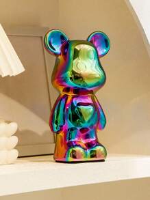 1入組多色陶瓷豪華熊形裝飾品,高端客廳柔軟裝飾品,電視櫃,酒櫃,可愛卡通熊玩具 - 一個多色小熊 - 查看 1