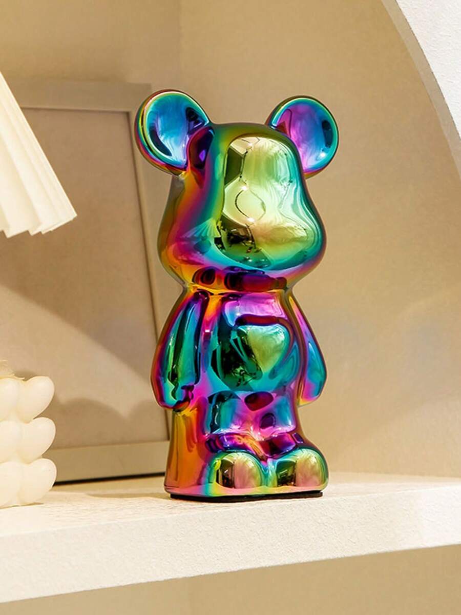 1入組多色陶瓷豪華熊形裝飾品,高端客廳柔軟裝飾品,電視櫃,酒櫃,可愛卡通熊玩具 - 一個多色小熊 - 查看 1