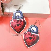 1pair Wooden Heart, Flower, Chain & Heart Shaped Dangle Earrings, Fashionable & Creative Design For Women's Daily Wear - Love Crown - View 11