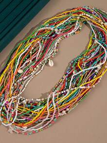 多入組隨機混彩流行波西米亞彩虹亞克力珠鏈身體飾品腹部鏈,女性禮物 - 彩色 - 查看 6