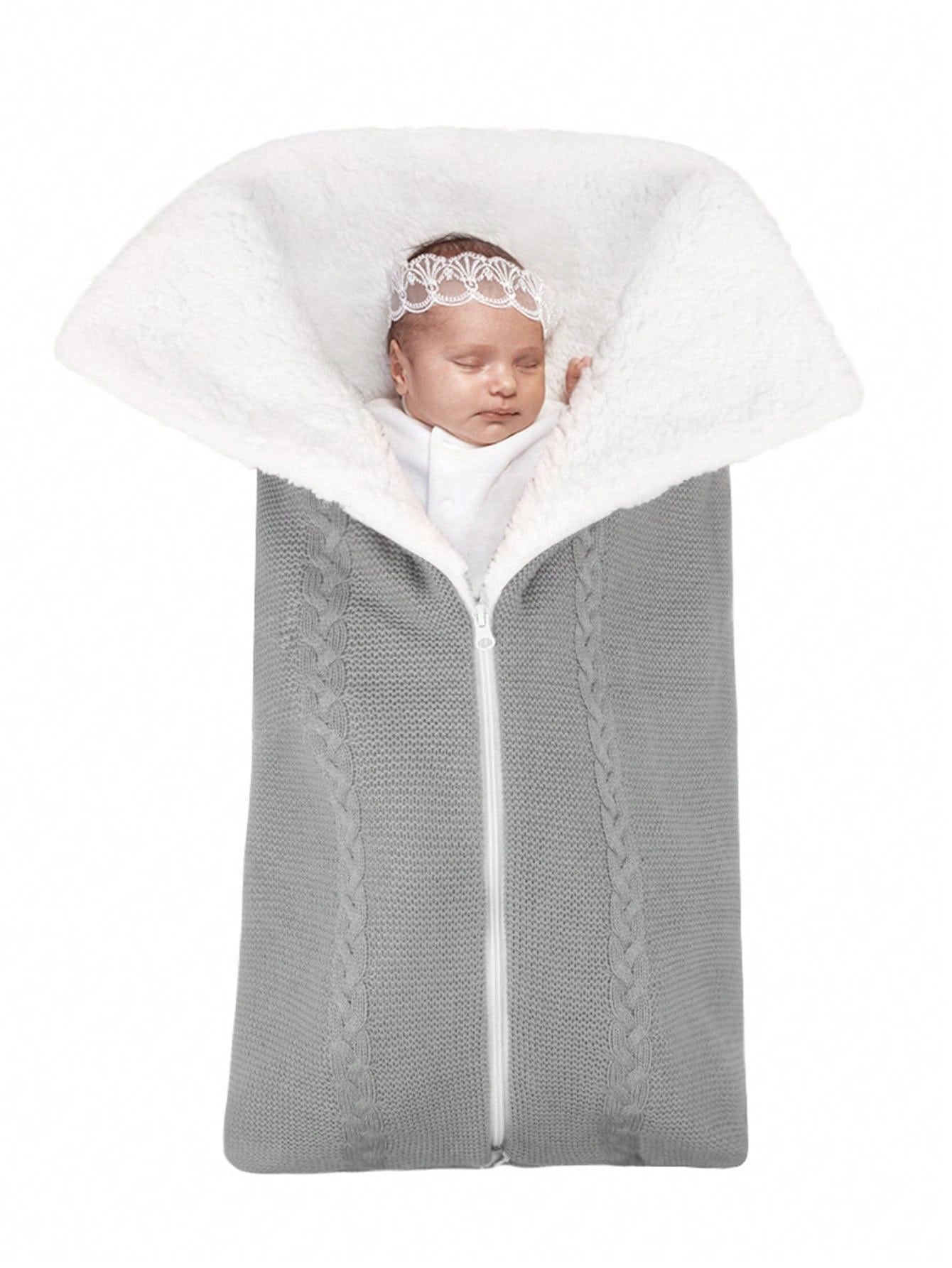 Wool Knitted & Fleece Lined Sleeping Bag For Baby Outdoor Stroller