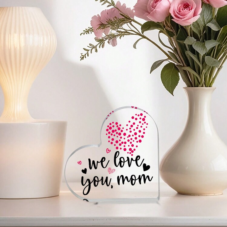 1入組透明心形亞克力牌匾,媽媽親子心形亞克力禮物,聖誕節母親禮物,媽媽亞克力標志牌桌面裝飾,母親節生日禮物給媽媽,女兒,兒子,爸爸的生日禮物,感激禮物,桌上裝飾牌匾 - 彩色 - 查看 8