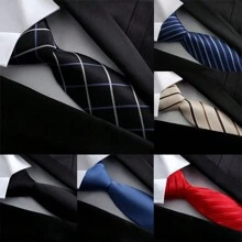 1條8cm/3.15in男士易拉拉商務領帶,男士條紋多色領帶適用於商務,時尚且適合婚禮、面試、工作等場合 - 紅色斜紋 - 查看 5